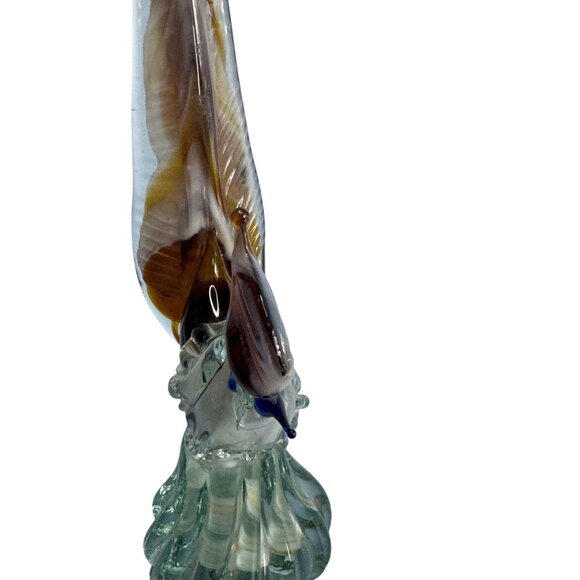 Murano Mid-Century Handblown Art Glass Pheasant Figurine 9" Amber Brown & Clear - Picture 9 of 10